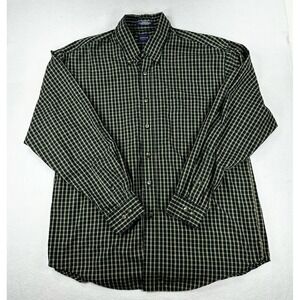 Arrow USA 1851 Mens Medium Green Black Check Wrinkle Free Button Down Shirt